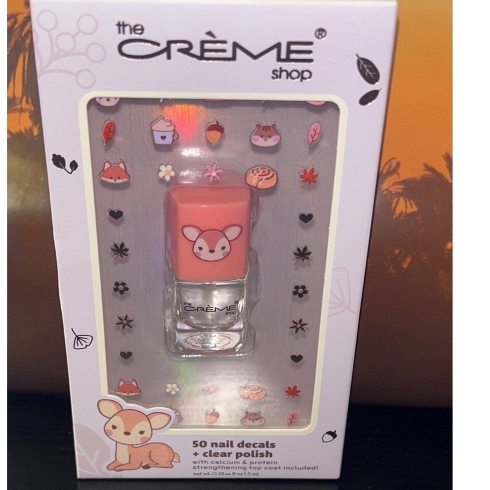 The Creme Shop 50 Nail Decals Fall Deer Clear Set Manicure Set Cute